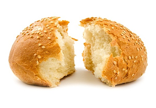 两个,一半,小麦面包