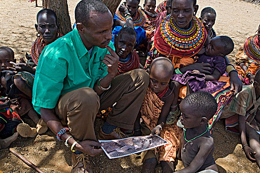 斑马,细纹斑马,村民,北方,肯尼亚
