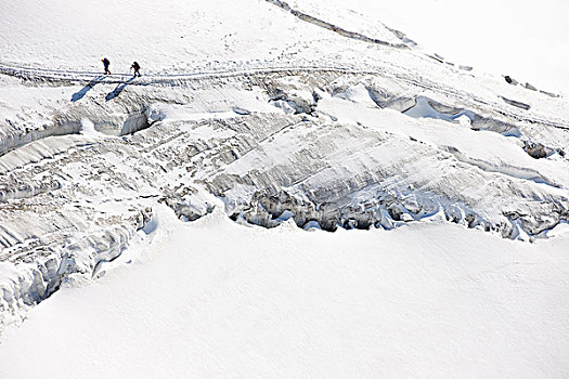 登山,大雪,俯拍