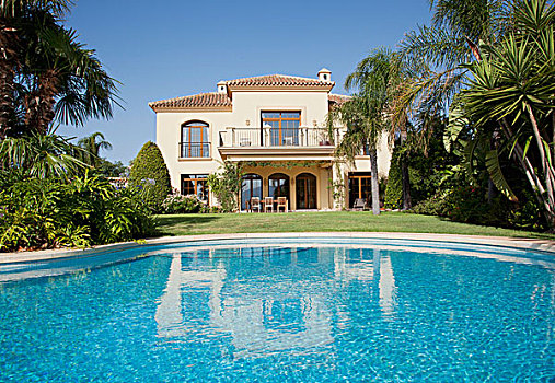 奢華,游泳池,西班牙,別墅