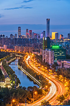 北京东二环城市建筑夜景