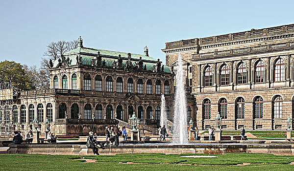 宫殿,院落,德累斯顿,萨克森,德国,欧洲