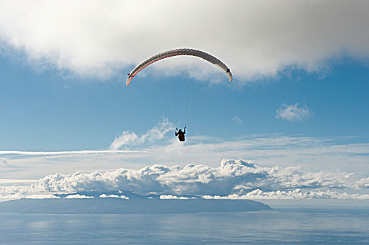 航拍,滑伞运动,滑行,大西洋,岛屿,特内里费岛,西班牙,欧洲
