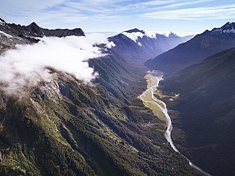 山峦,靠近,库克山,新西兰
