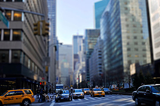 道路交通,摩天大楼,曼哈顿,纽约,美国,北美