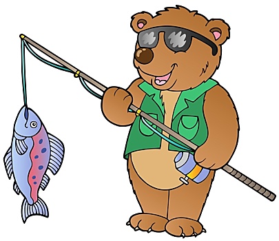 卡通,熊,渔民