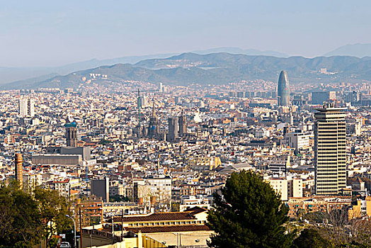 巴塞罗那,眺台,加泰罗尼亚,西班牙,欧洲