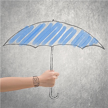 概念,防水,拿着,伞