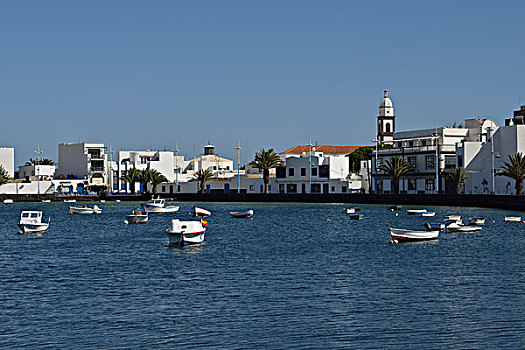 港口,教堂,阿雷西费,兰索罗特岛,加纳利群岛,西班牙,欧洲