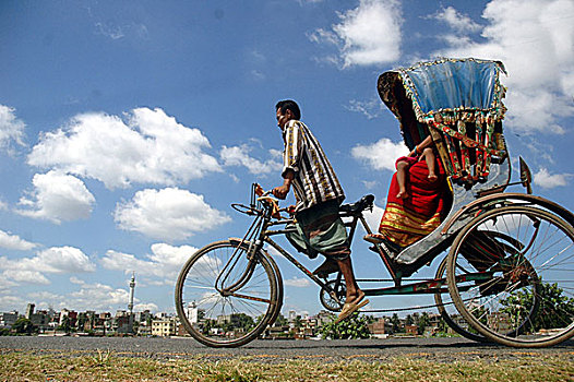 人力车,达卡,孟加拉,六月,2006年