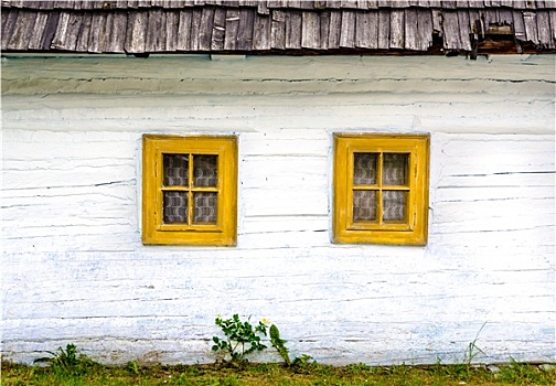 特写,彩色,窗户,老,传统,房子