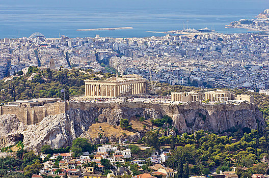 风景,雅典,利卡贝塔斯山,雅典卫城,背影,希腊,欧洲