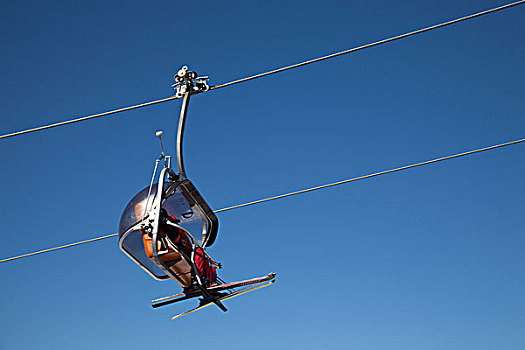 滑雪者,空中缆椅,自然公园,阿尔泰,白云岩,南蒂罗尔,意大利,欧洲