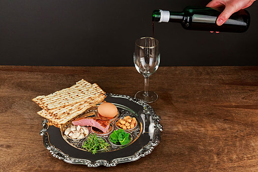 静物,葡萄酒,犹太,逾越节,面包