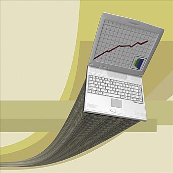 笔记本电脑,显示屏,展示,曲线图