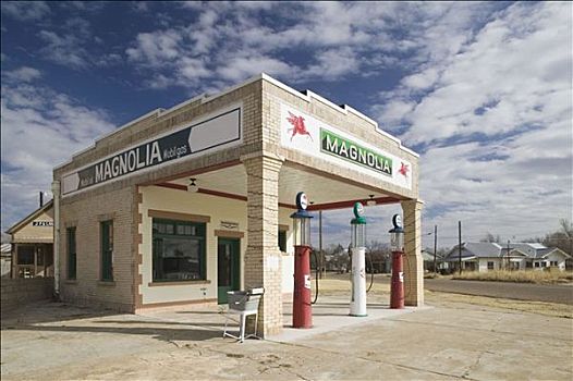 加油站,靠近,老,区域,三叶草,德克萨斯,美国