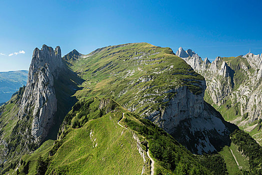 风景,上方,山脉,山,阿彭策尔,瑞士,欧洲