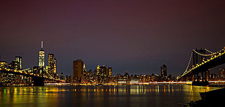 风景,曼哈顿,布鲁克林,曼哈顿大桥,日落
