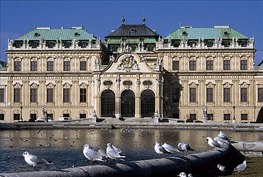 宫殿广场,公园,喷泉,维也纳,欧洲