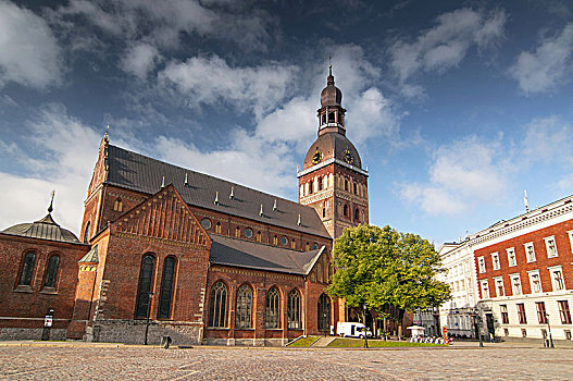 历史建筑,里加,圆顶,大教堂,拉脱维亚