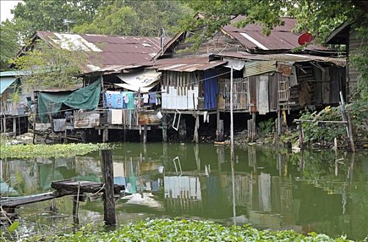 居民,贫民窟,生活方式,垃圾,再循环,房子,泰国,亚洲