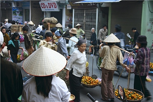人群,市场,河内,越南