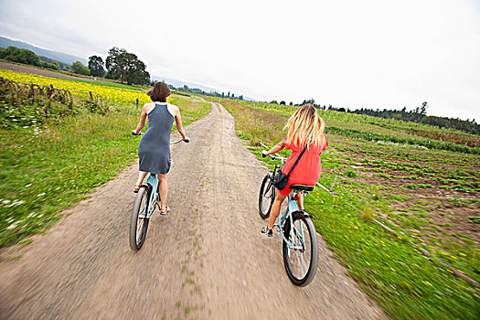 女人,骑,自行车,俄勒冈,美国