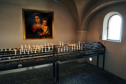 蜡烛,小教堂,安迪克斯,教堂,巴伐利亚,德国,欧洲