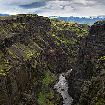 远足,山脊,峡谷,冰岛