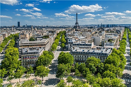 航拍,巴黎,城市,法国