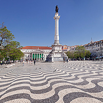 纪念建筑,罗斯奥广场,里斯本,葡萄牙,欧洲