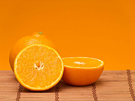 橘子,一半,稻草,垫