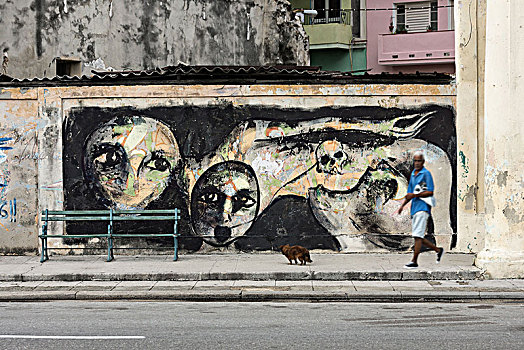 古巴,哈瓦那,涂绘,建筑