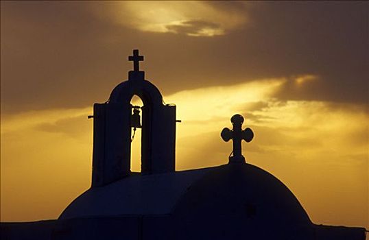 小教堂,逆光,纳克索斯岛,城市,希腊,欧洲