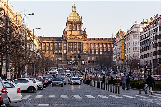 上面,瓦兹拉夫,广场,国家博物馆,背景