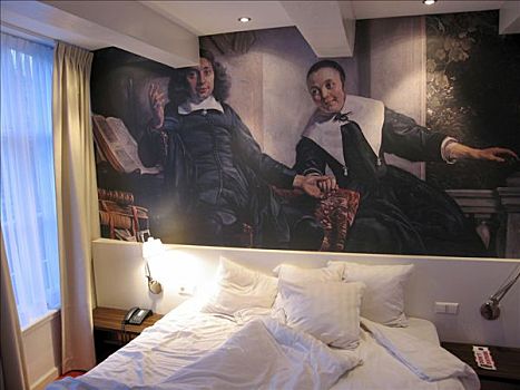 客房,绘画,涂绘,墙壁,酒店,阿姆斯特丹,荷兰