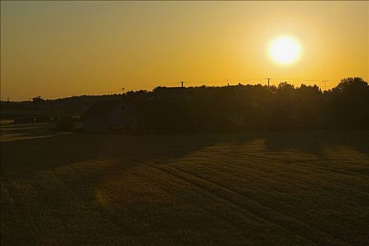 日落,上方,风景,卢瓦尔河谷,法国