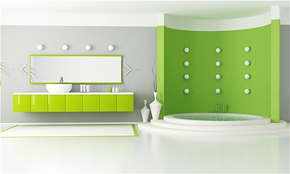 绿色,现代,浴室