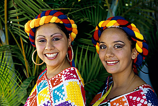 墨西哥,北下加利福尼亚州,节日,女青年,传统服饰,肖像