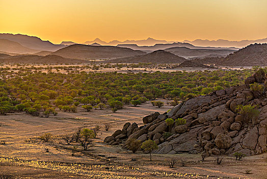 日落,山地,风景,靠近,杜维尔方丹,区域,纳米比亚,非洲
