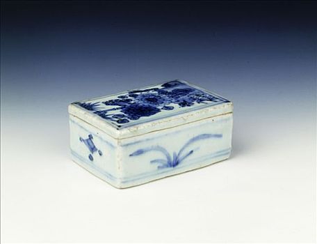 蓝色,白色,盒子,菊花,设计,明代,瓷器,艺术家,未知