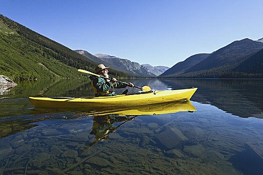 漂流,湖,瓦特顿湖国家公园,艾伯塔省,加拿大