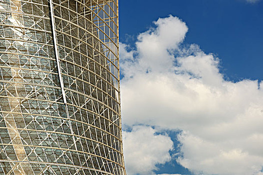 现代建筑,钢铁,玻璃幕墙,蓝天,云,背景