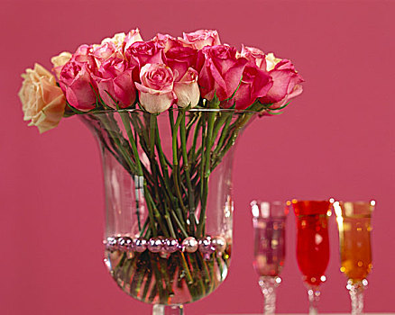 玫瑰,玻璃花瓶