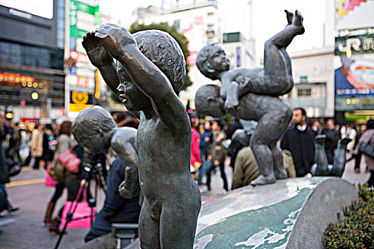 雕塑,涩谷,站前广场,日本