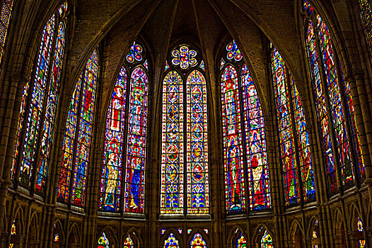 哥特式,窗户,玻璃工厂,大教堂,西班牙