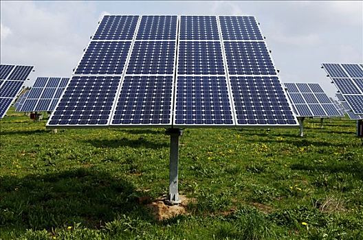 光电,太阳能电池,太阳能电池板,地点,中间,弗兰克尼亚,巴伐利亚,德国,欧洲