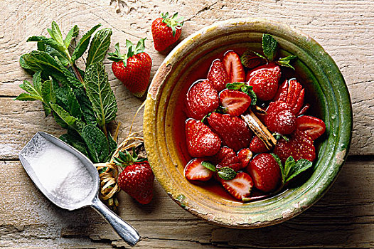 草莓,薄荷味,沙拉