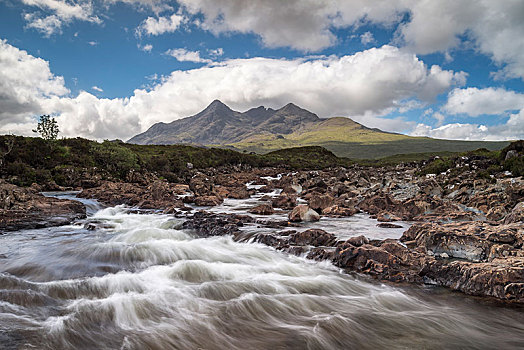 河,山,背景,斯凯岛,内赫布里底群岛,苏格兰,英国,欧洲