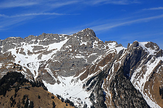 皮拉图斯,山顶,瑞士,阿尔卑斯山,山,航拍